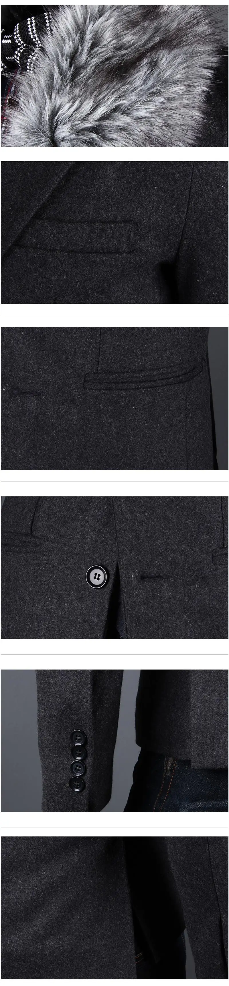 Зимняя куртка Для мужчин два пряжками Slim Fit Повседневное пальто для мальчиков со съемным меховым воротником теплая верхняя одежда