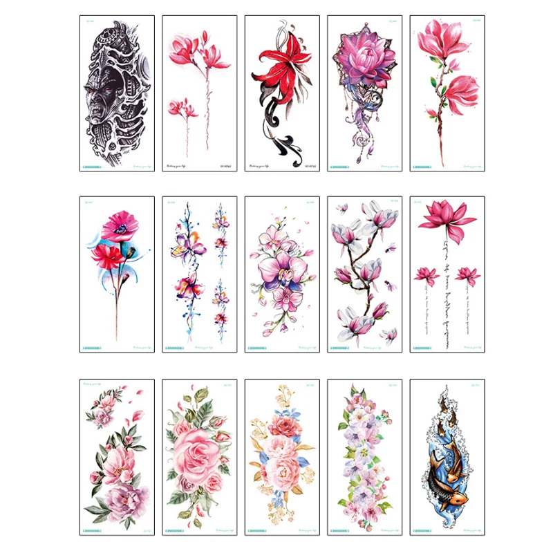 

Temporary Tattoos Sticker Flower Instant Tattoo Body Art Waterproof Arm Fake Tatoo Paper Wholesale Mix Pattern Tattoo Body Art