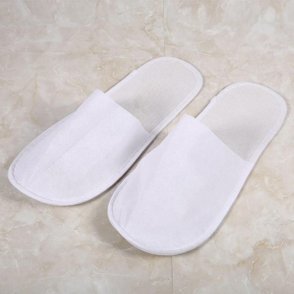 

Men Women Travel Disposable Slipper Bathroom Guest Spa Party Sanitary Hotel Use Non Slip Closed Toe Fluffy Home 10 Pairs