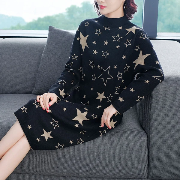 Женское вязаное Платье Свитер оверсайз стрейчевое платье свитер в полоску со