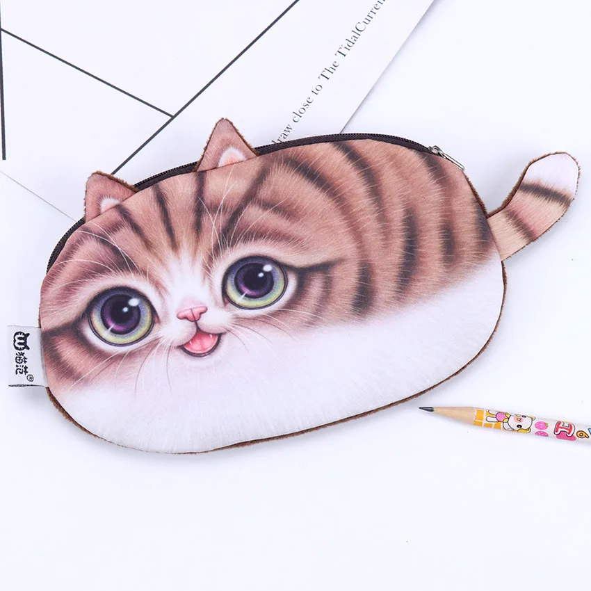 Brown cat 1 шт. многофункциональный пенал для карандашей портмоне косметичка для карандашей сумка 3D большеглазая кошка пенал; Забавный с кошкой для пишущих принадлежностей - Цвет: Brown cat