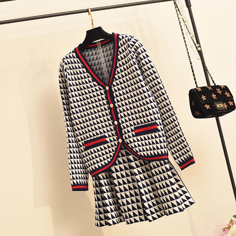 Женский Осенний трикотажный кардиган на одной пуговице Amolapha 2019 куртка + мини юбка