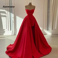 elegant dubai formal party prom dresses long robe de soiree african turkish women red evening gown strapless 2021 arabic