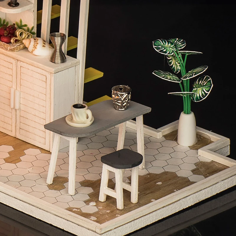 

Casa DIY Wooden Doll House Accessories Assembled Miniature Furniture Dollhouse With Light Toys For Children Adult Christmas Gift