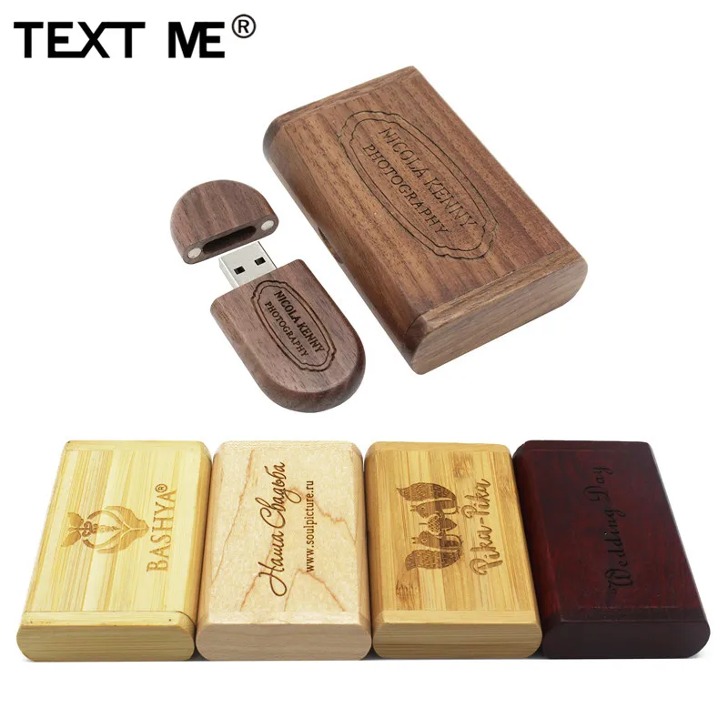 Текстовый я деревянный+ коробка логотип печать usb флэш-накопитель usb 2,0 4 ГБ 8 ГБ 16 ГБ 32 ГБ 64 ГБ фотография подарок