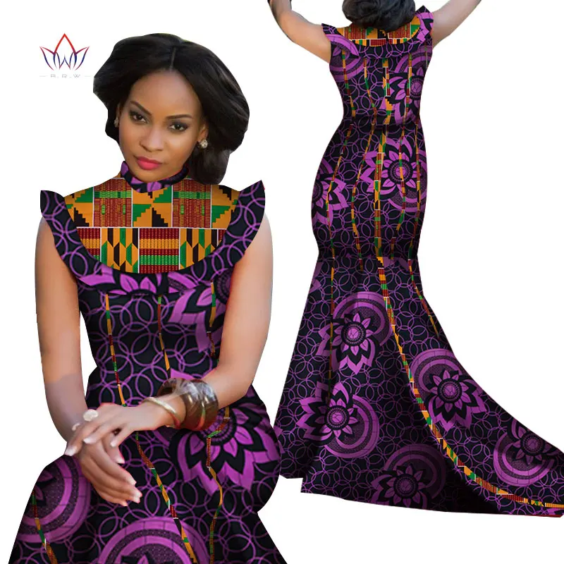 Женское Африканское Платье с принтом Bazin черное платье воротником стойкой и