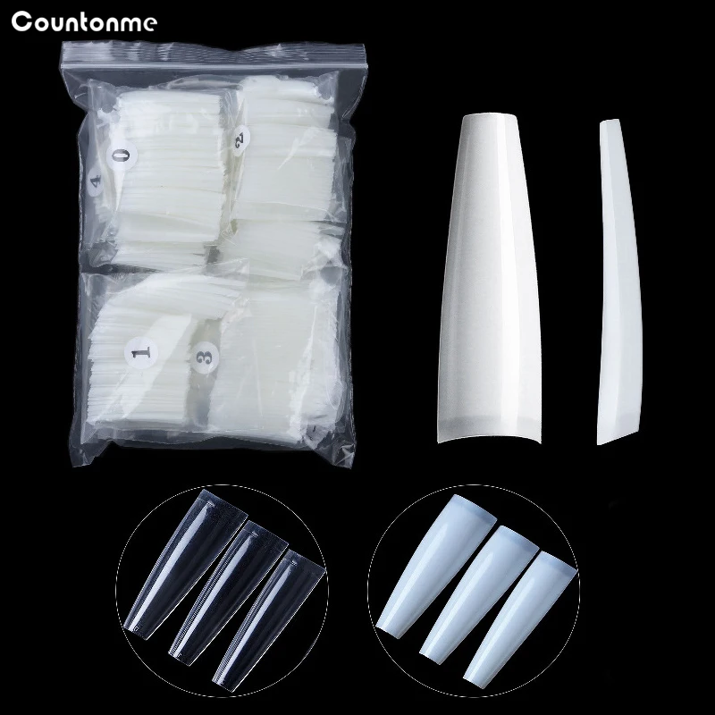 

504Pcs/Pack French False Nail Tips C Shape Half Cover Coffin Design Nail Ballerina Long Acrylic Fake Nails For Manicure