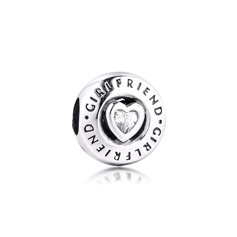 Подходит для Pandora Браслеты девушка Подвески с прозрачными камнями 100% 925 пробы