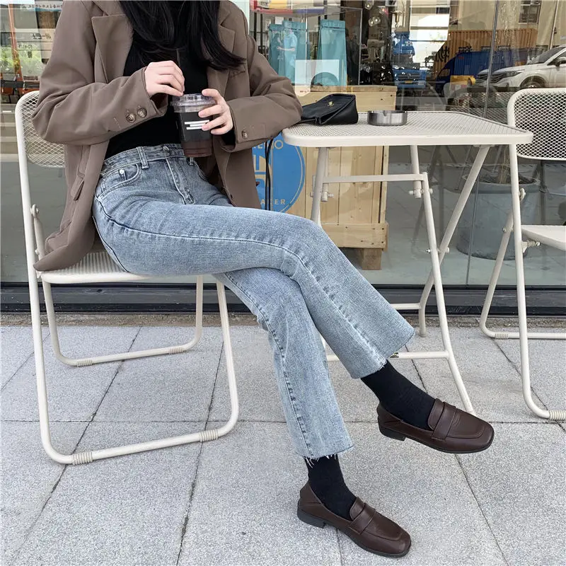 Расклешенные женские джинсы в ретро стиле до щиколотки узкие Hipster подростков