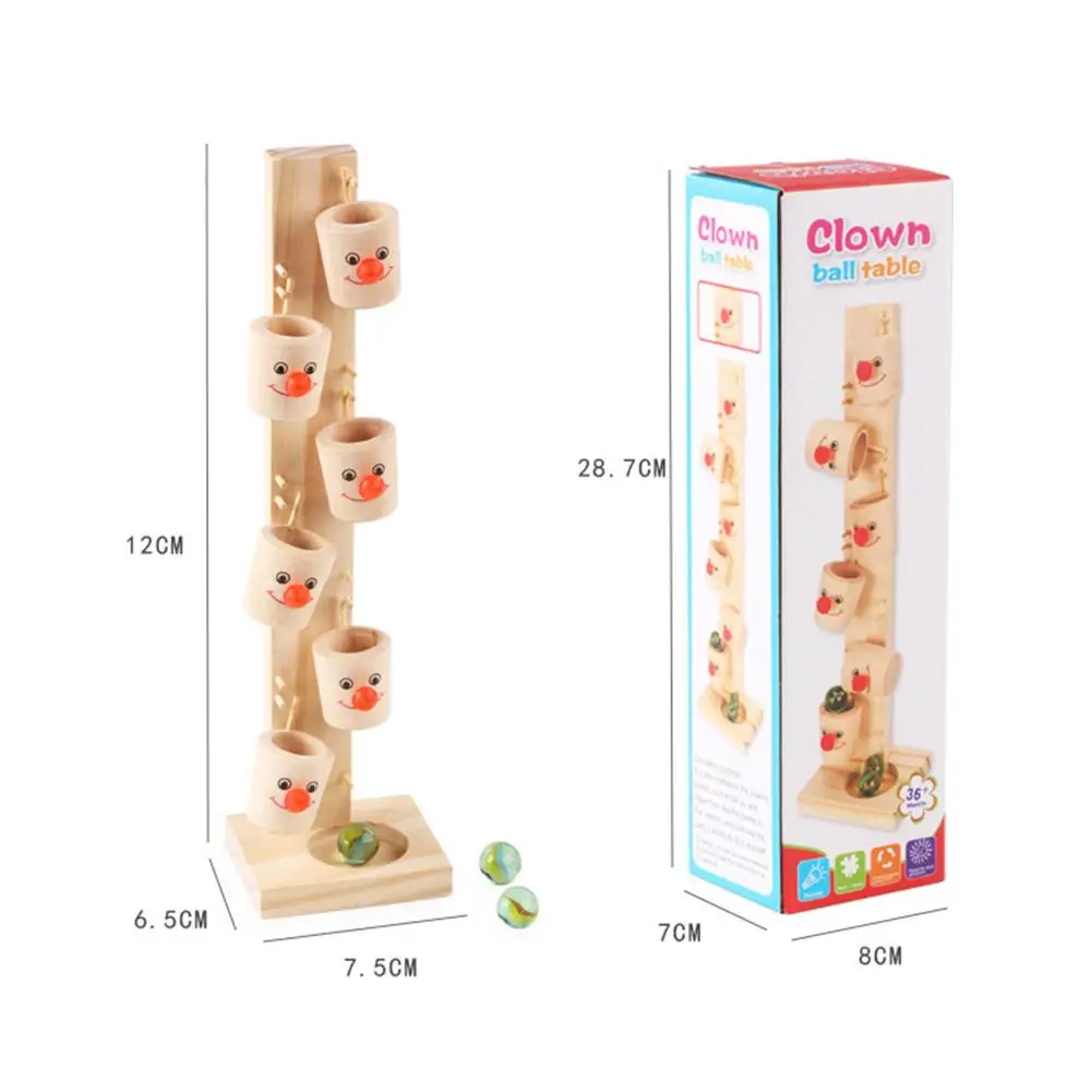 Детские деревянные блоки Монтессори с рисунком клоуна дерево мраморный шар