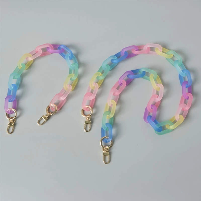 63HC Multicolor Frosted Acrylic Thick Chain Bag Accessories Charms Purse Chain Strap Shoulder Crossbody Bag Handbag Decor