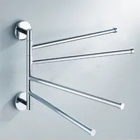 Stainless Steel 360 Degree Rotatable Towel Bar Bathroom Roll Towel Bracket Hooks Holder Bathroom Accessories