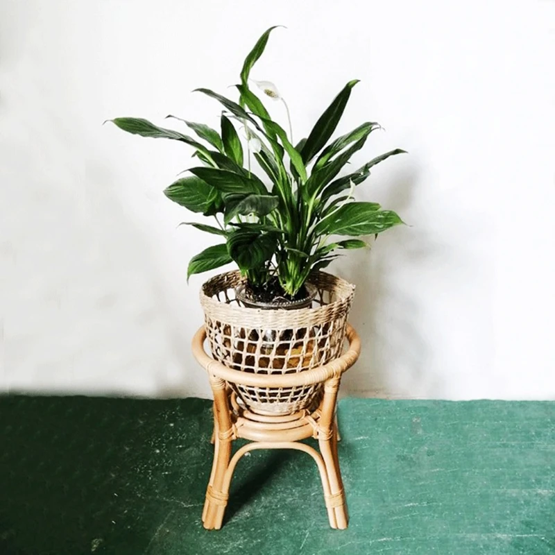 

Natural Rattan Plant Stand Rack Indoor Flower Pot Holder Garden Vine Trellis Shelf Home Garden Balcony Decor