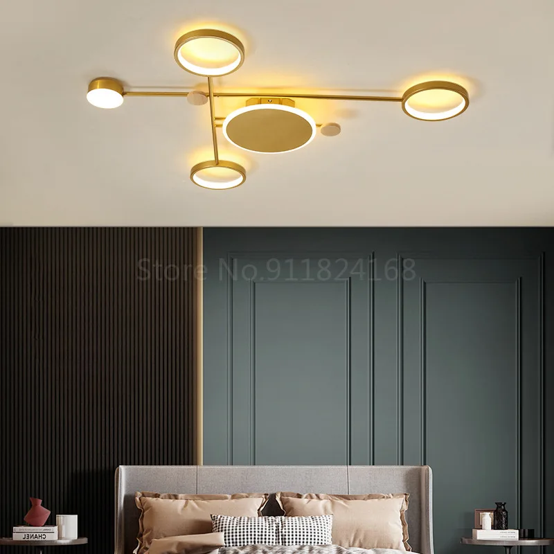 

Modern Led Chandeliers Lighting For Living Room Dining Bedroom Indoor Lights Black Golden Color Lustre Lamps Luminaria AC90-260V
