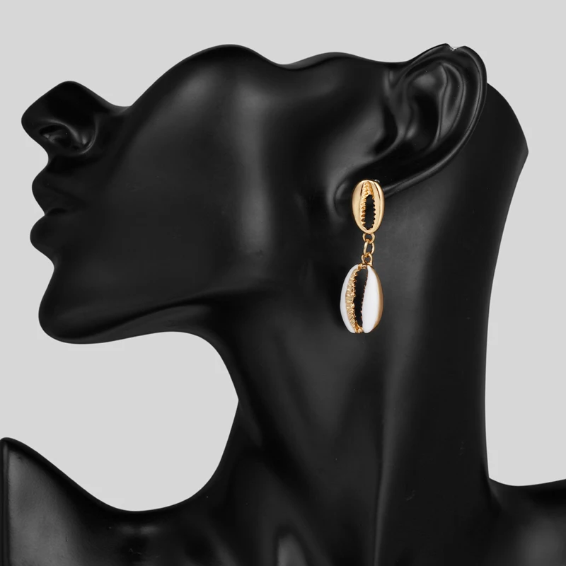 Богемные Разноцветные серьги Hesiod с двойными ракушками женские летние украшения |