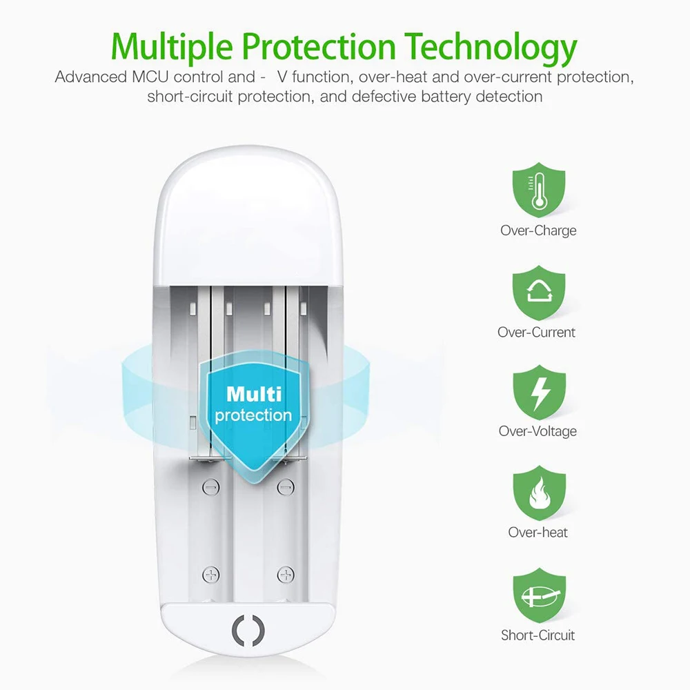 Зарядное устройство для аккумуляторов 18650 умное зарядное с 2 слотами USB 26650 18350 32650