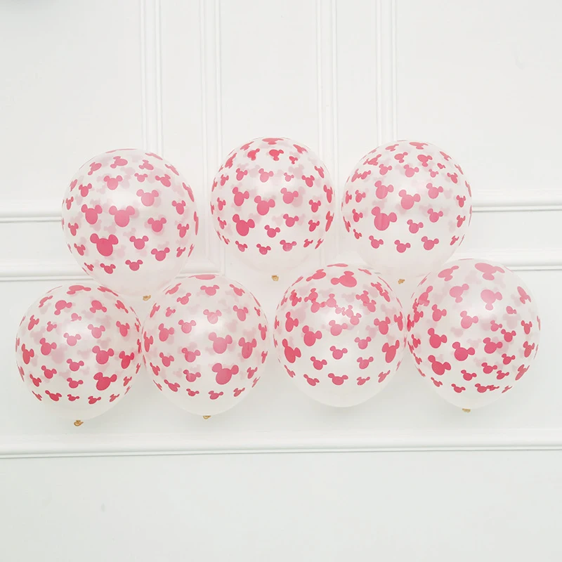 

10/20pcs Disney Mickey Mouse Theme Kids Birthday Party Decorations Minnie Mickey Ears Transparent Globos Baby Shower Supplies