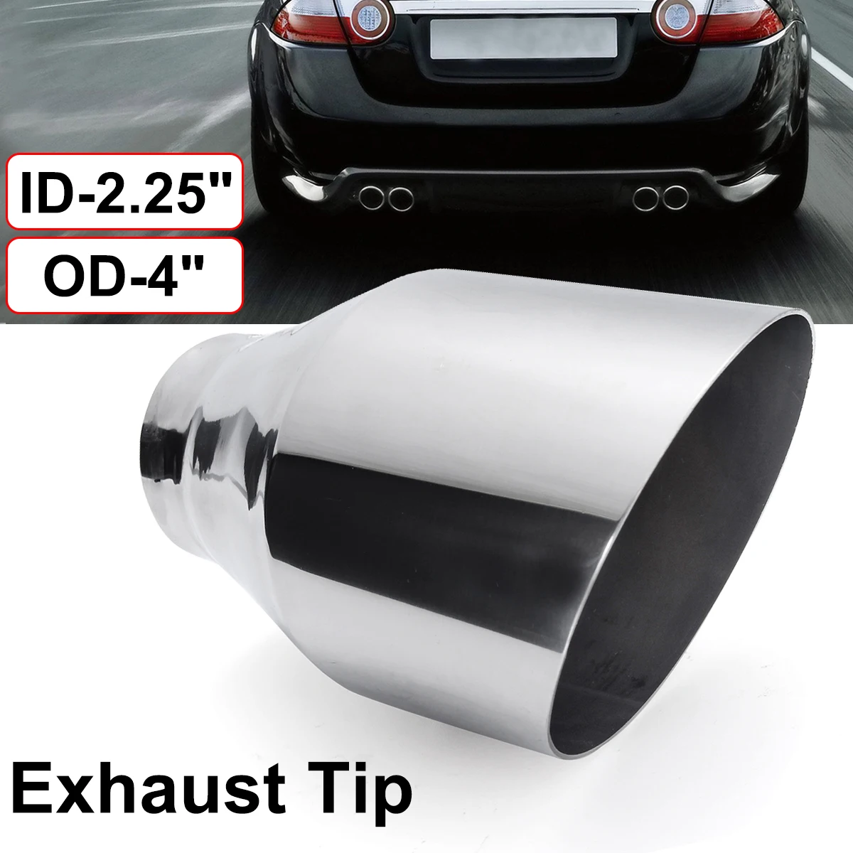 GM exhaust head 57mm-101mm car tail pipe muffler angle cut-off outlet nozzle 2.25 inlet 4 outlet