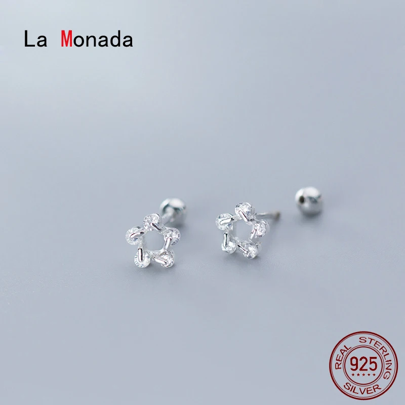 

La Monada Hollow Flower Woman Earrings Silver 925 Jewelry Korean Beautiful Small Stud Earrings For Women 925 Sterling Silver