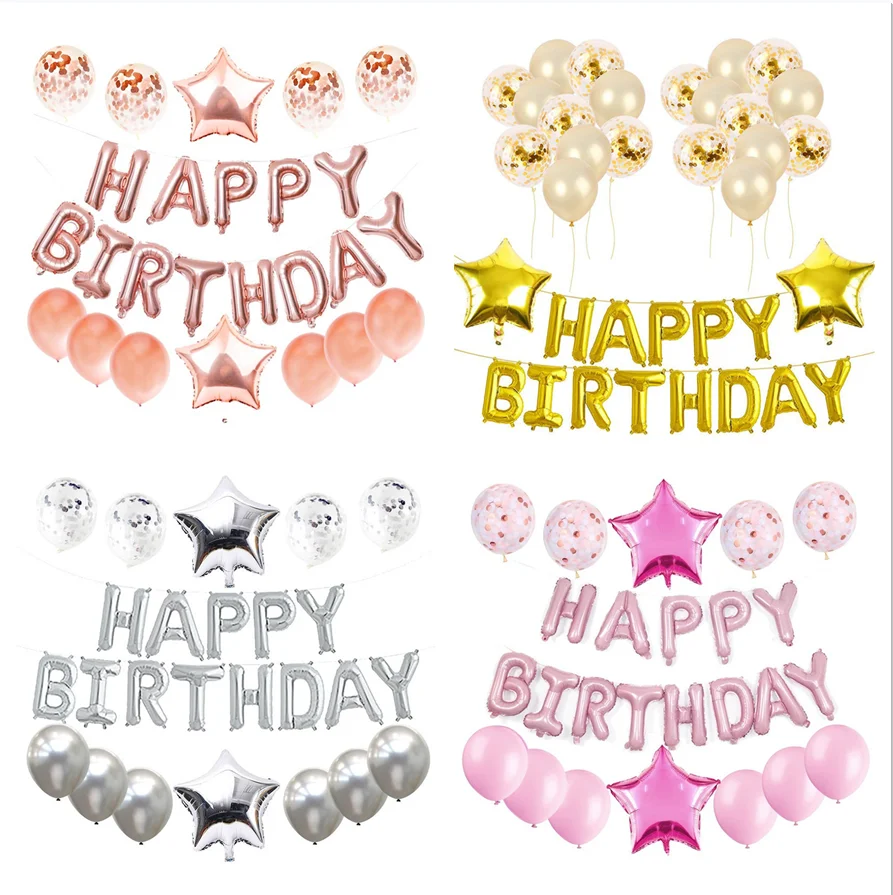 Шары воздушные из латексной фольги с надписью Happy Birthday | Дом и сад