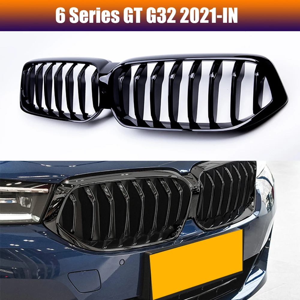 

1 комплект глянцевый черный передний бампер Однолинейный решетчатый гриль для BMW G32 GT 6 серии Gran Туризм Facelift 2021Facelift 2021Facelift