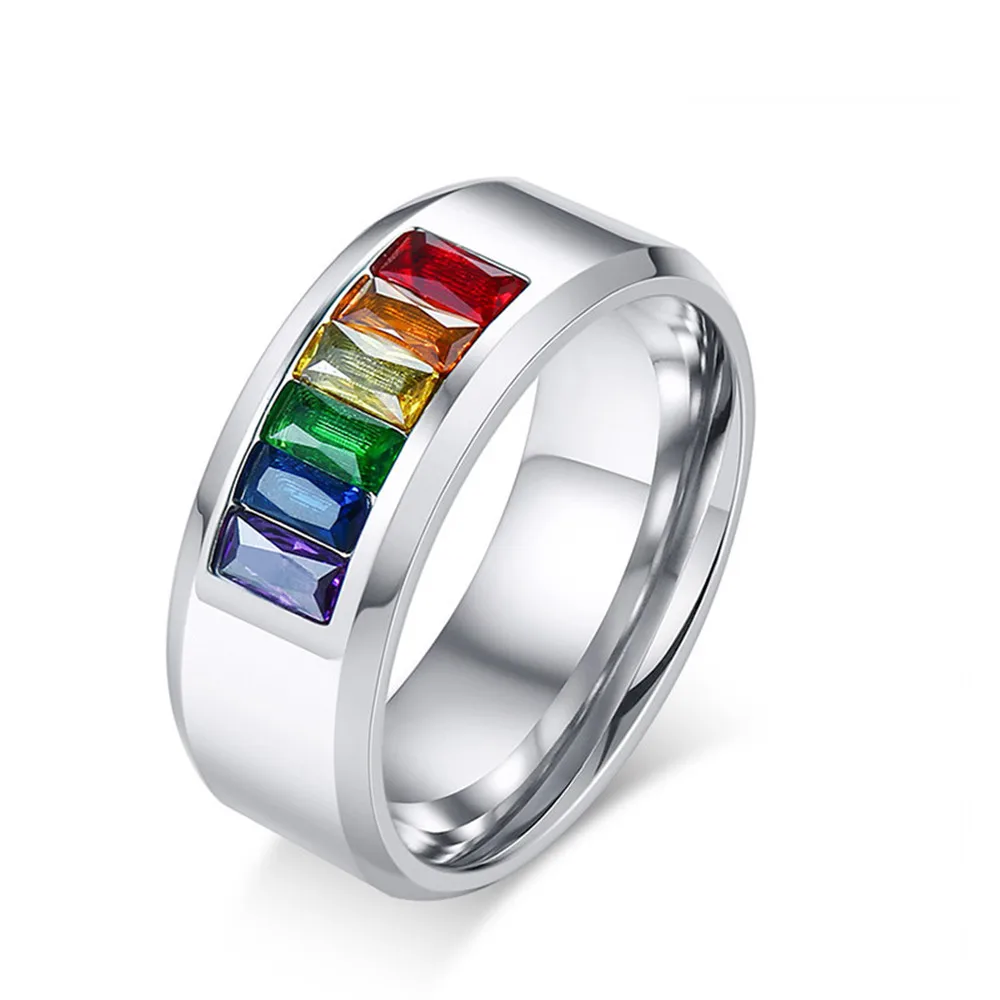 Кольца дружбы для 2 best friends радужные разноцветные камни из нержавеющей стали