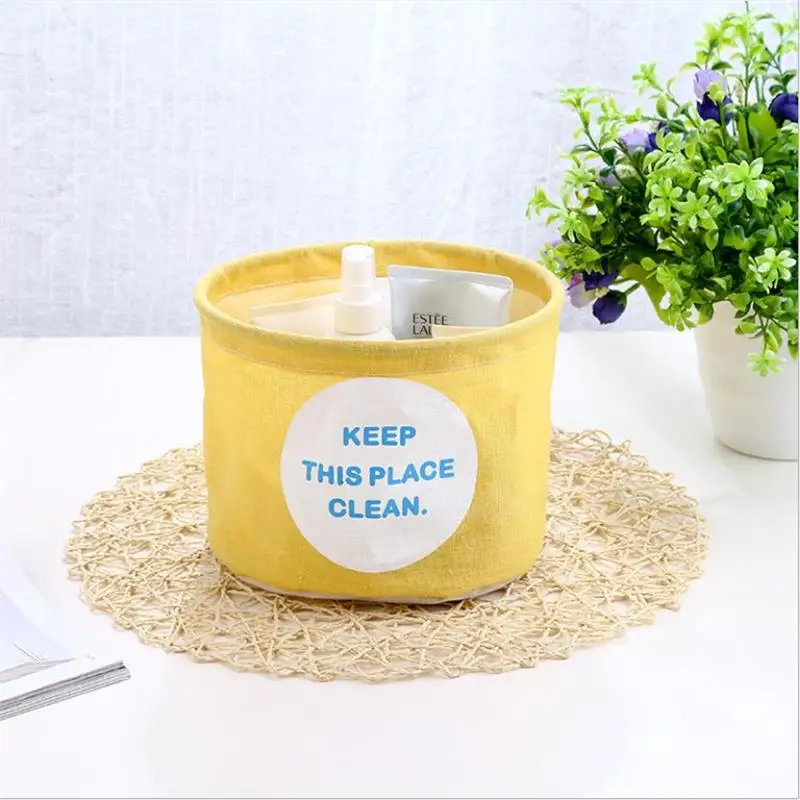 Круглая настольная корзина для хранения мусора из хлопка и льна VIERUODIS спальни