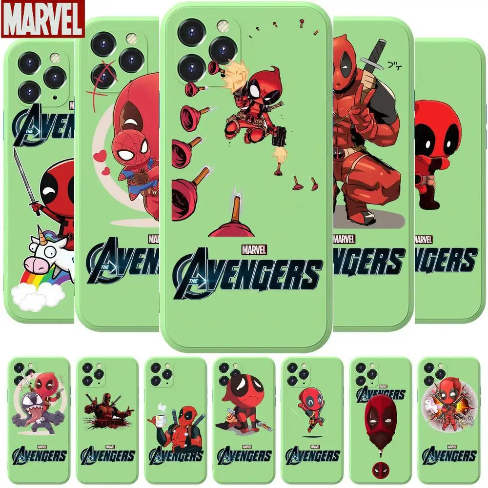 

Marvel Avengers Deadpool Anime Phone Case cover For iphone 12 Pro Max 11 8 7 6 S XR PLUS X XS SE 2020 mini cell shell Mint Gree