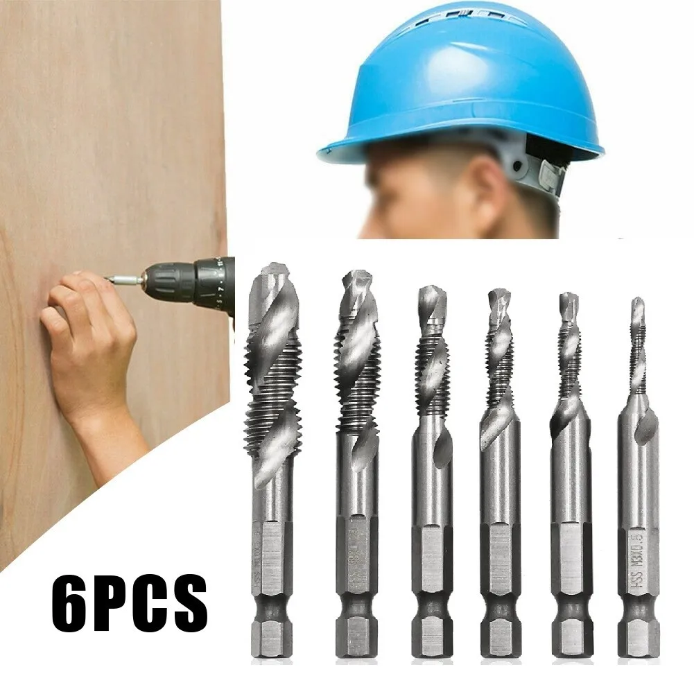 

6Pcs/Set M3-M10 Composite Tap Drill Bit Set High Speed Steel Drill Bit Set Metric Composite Tap Drill Bit Tap 6pcs/set