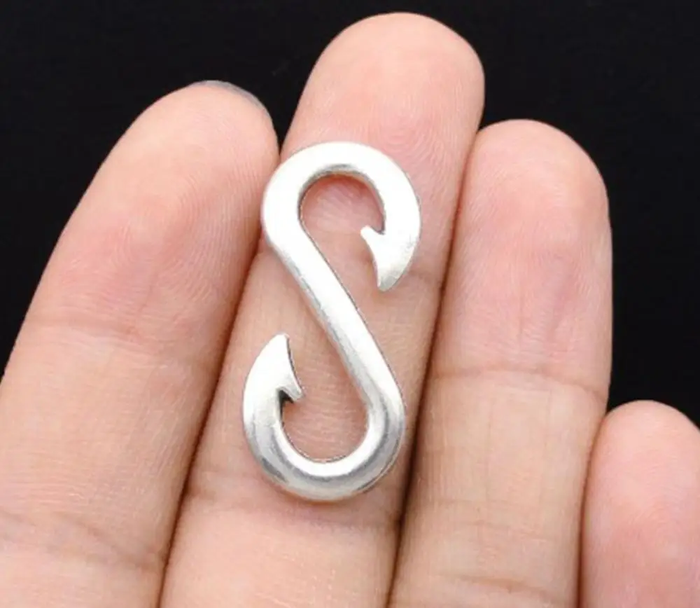 20 шт./лот-30x13 мм, посеребренные Подвески с крючком в античном стиле, товары для рукоделия, аксессуары для ювелирных изделий