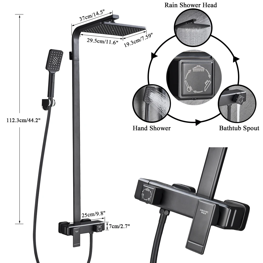 Bathroom Faucet Chrome/Black Rain Shower Head Bath Faucet Wall Mounted Bathtub Shower Mixer Tap Shower Faucet Shower Set Mixer