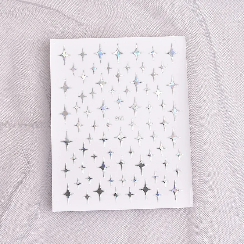 

1pcs Star Design Nail Art Sticker Gold White Silver Black Transfer Decals DIY Tips 3D Nail Decorations Laser Manicure Slider