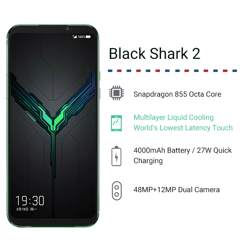 Глобальная версия Xiaomi Black Shark 2 12 Гб 256 игровой телефон Snapdragon 855 Octa Core 48+ 12 Мп Камера 4000 мА/ч, игра для смартфонов