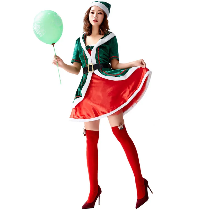 

Christmas Green Elf Dress, Party party role-playing carnival cosplay Green Goblin costume girl