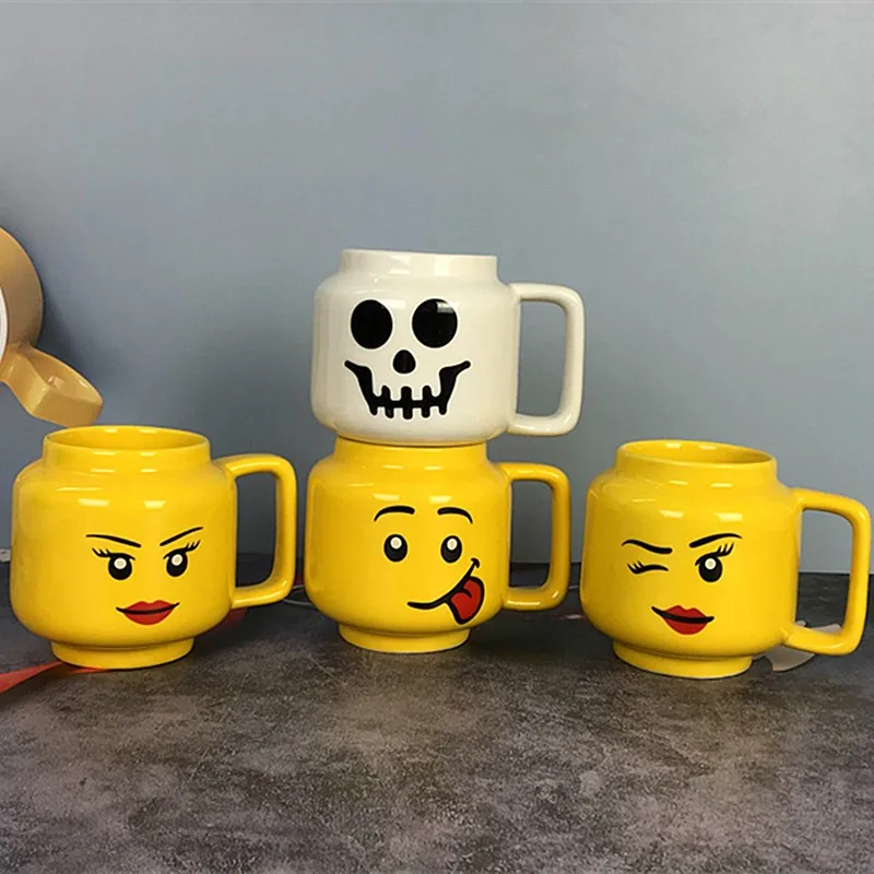 250ml Yellow Smiley Ceramic Mug For Men And Women With Expression Coffee Milk Tea Cup Cartoon Children Christmas Gift - купить по