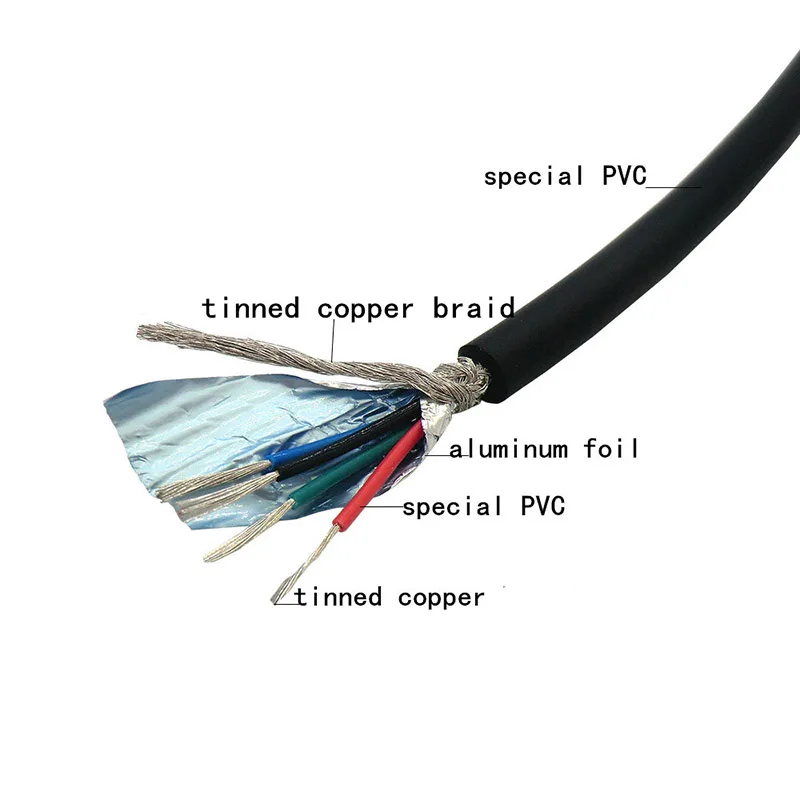 4 жильный Гибкий Экранированный Кабель 0 14 2 мм² контрольный провод 26awg 24awg 22awg
