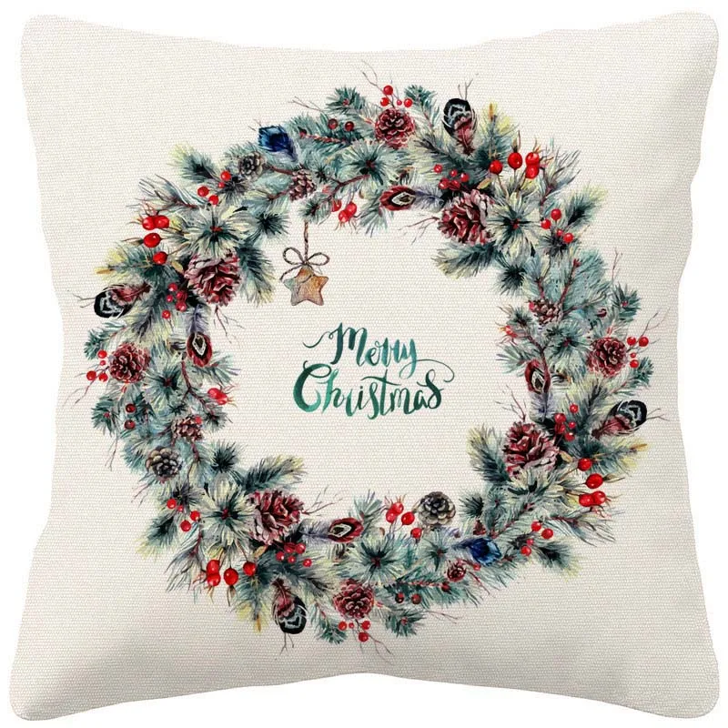 Merry Christmas Cushion Cover Xmas Pillow Case 45X45cm Home Decor Living Room Sofa Decoration | Дом и сад