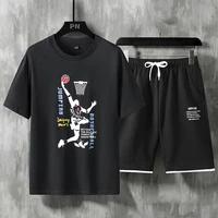 new summer mens 2 pcs cotton sets casual short sleeved t shirtshorts pants outwear hip hop tops suit tees trousers tracksuits