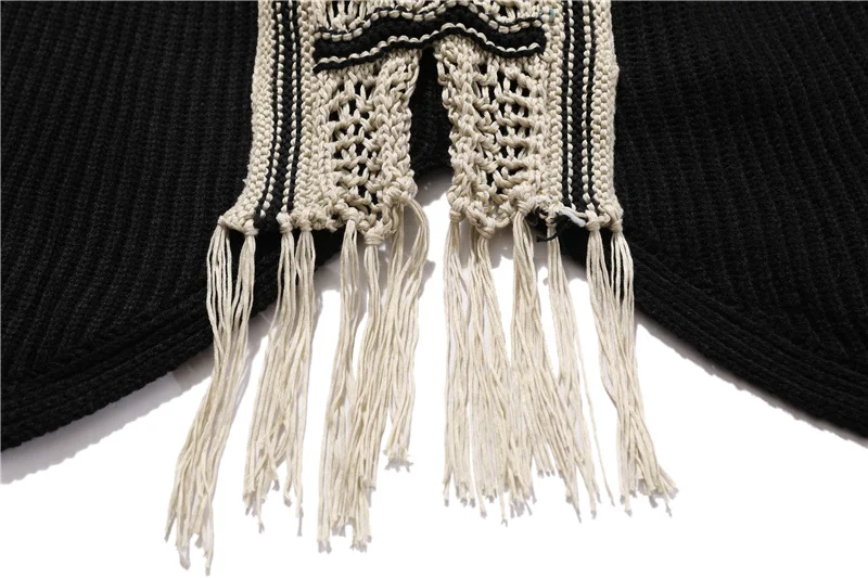 

2021 Autumn and Winter Minimalist Style Woven Tassel Stitching Men and Women Same INS Crew Neck Sweater Good Quality