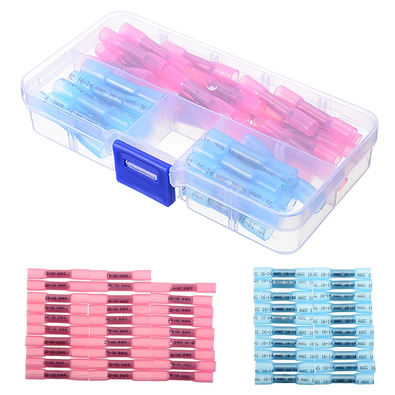 Термоусадочные обжимные стыковые клеммы 50 шт./кор. AWG изолированные соединители