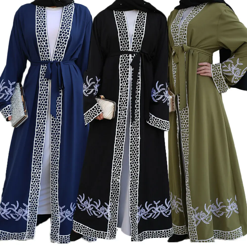 Женское длинное кимоно Рамадан Дубай с вышивкой абайя, свободное кимоно для женщин в мусульманском стиле, длинное платье, халаты, кардиган, ...