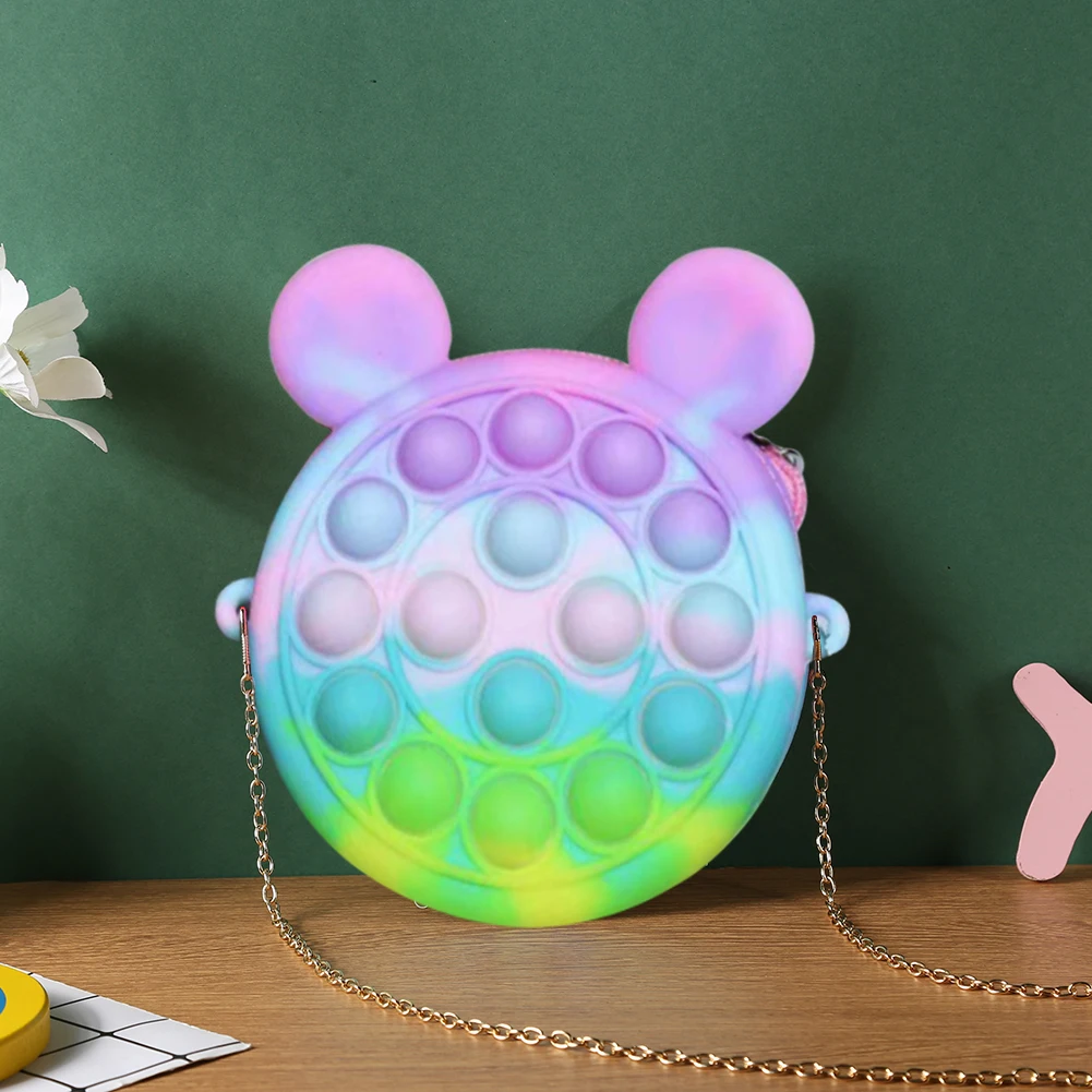 

Cute Bag Pops Fidget Toys Anti-Stress Push Bubble Chain Bag Decompression Child Press Storage Handbag Children Messenger Bag