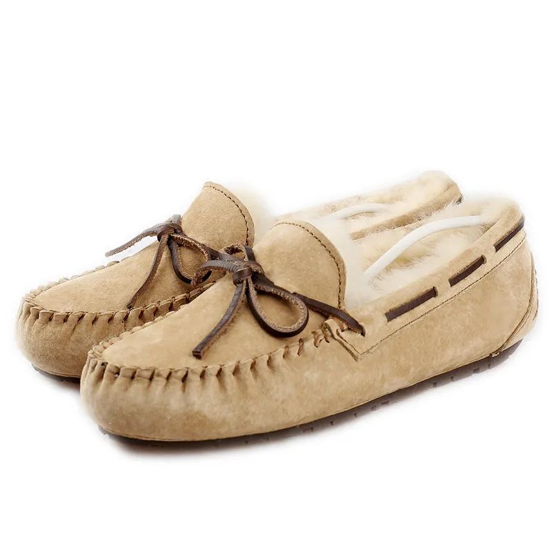 

100% натуральный мех Натуральная кожа женская обувь на плоской подошве Новая мода Женские повседневные Лоферы большой размер зимняя обувь