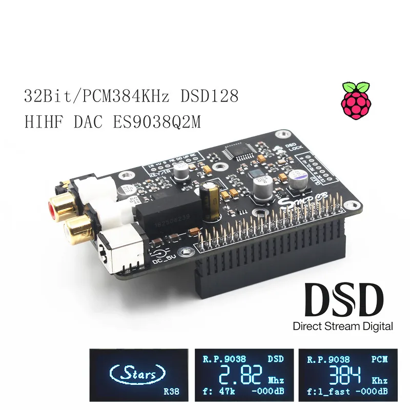 Placa de Transmissão Dsd128 para Raspberry 3b + Digital Hifi Decodificador I2s 32bit – 384k pi 4b 3b + Opa1612 Dac op