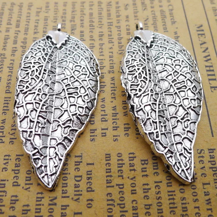 

4 шт./лот 22 мм * 49 мм античные серебряные подвески в форме листьев для изготовления ювелирных изделий своими руками