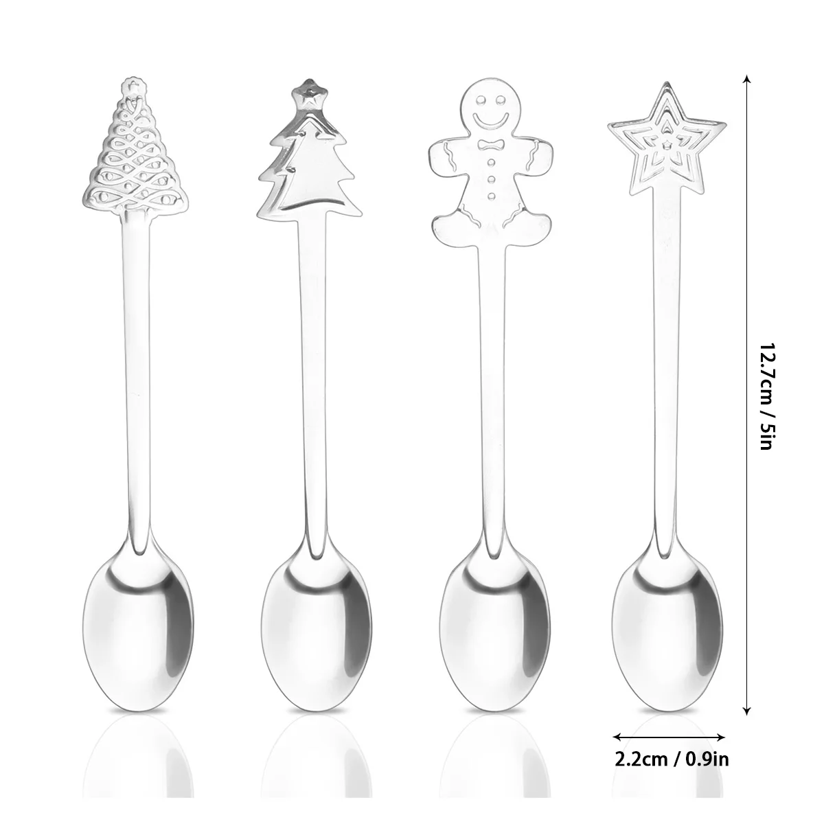 4Pcs/set Stainless Steel Christmas Tableware Coffee Spoons Ice Cream Dessert Spoon Snowman Tree Kids Drinking Tea Scoop