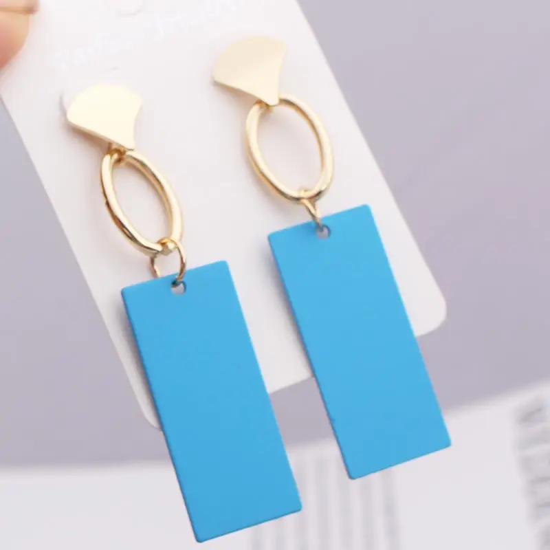 748 Blue Ретро женские модные свадебные Эффектные серьги для свадебной вечеринки элегантные золотые металлические геометрические длинные серьги-висюльки подарок - Окраска металла: 748 Blue