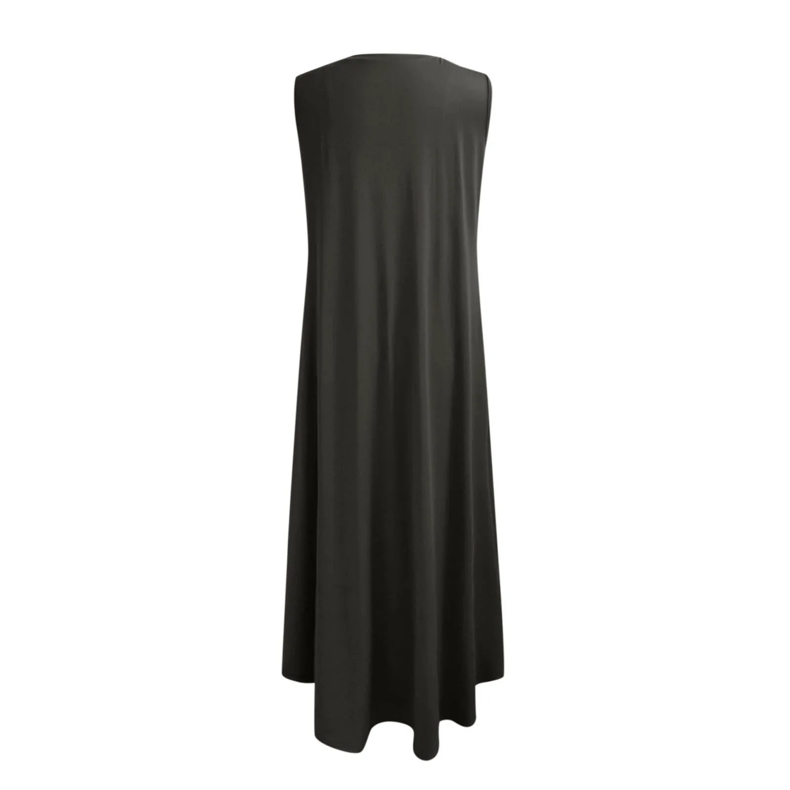 

Summer Dresses For Women 2021 Casual Sleeveless Solid Color Maxi Tank Dress With Pocket Female Loose Beach Dress#35