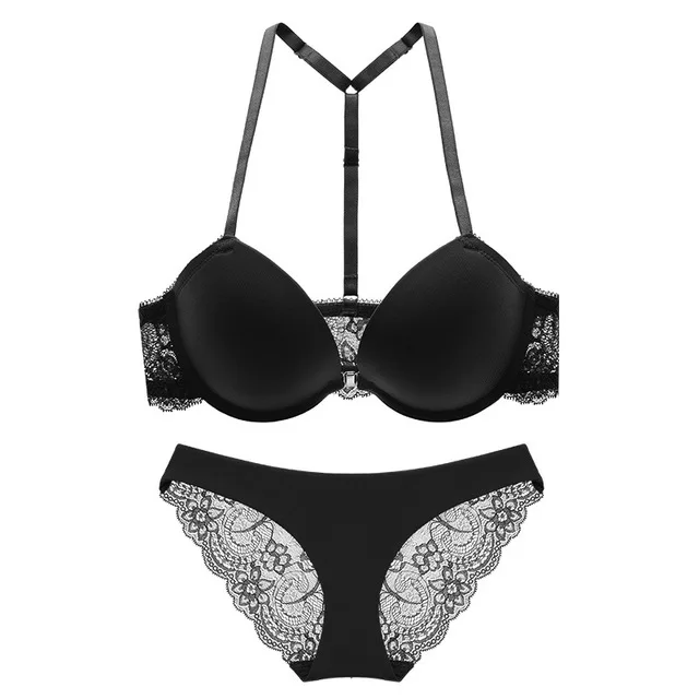 sexy mousse woman Linger Y-line straps front closure bra and lace floral panty sets intimates for women aesthetic underwear | Женская
