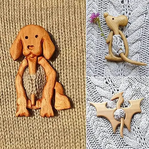 Брошь с деревянным рисунком животного забавная Милая шаль шпильки застежкой